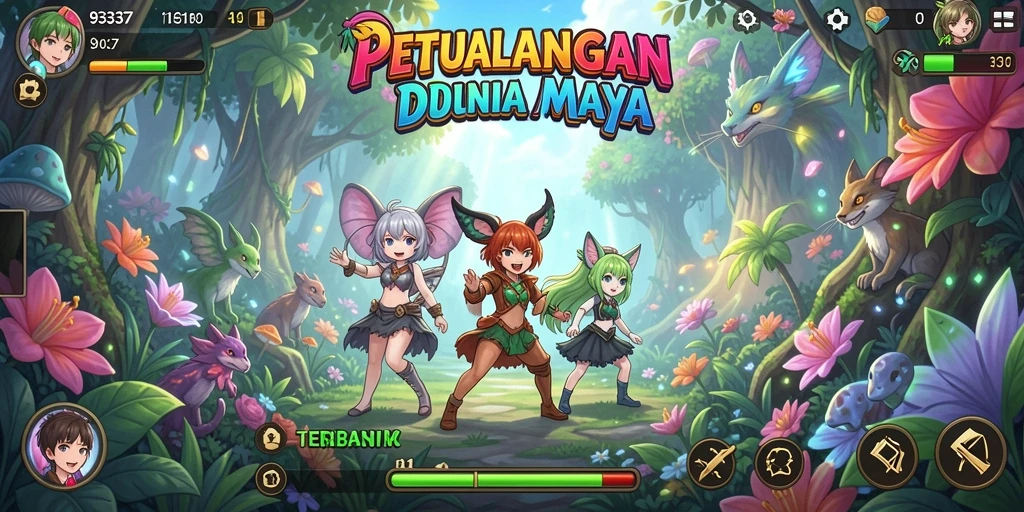 Screenshot gameplay 93337 yang menampilkan aksi karakter Anime.