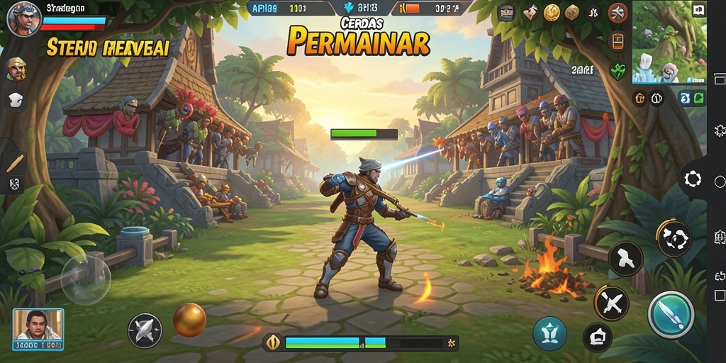 Screenshot gameplay API33 menampilkan pertempuran strategis yang epik.