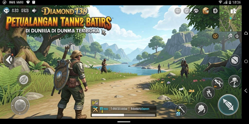 Screenshot gameplay DIAMOND138 menunjukkan dunia yang luas dan indah untuk dijelajahi.