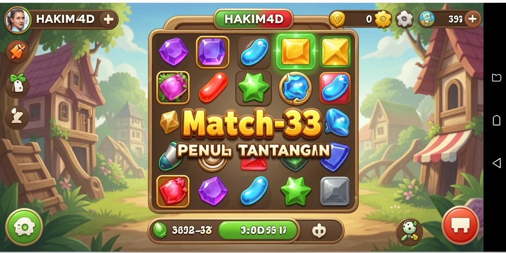 Gameplay seru HAKIM4D dalam aksi Match-3 yang menantang.