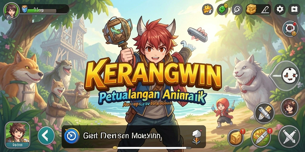 Tampilan aksi seru dalam permainan KERANGWIN yang penuh warna.