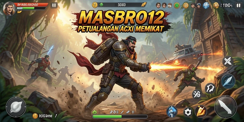 Screenshot utama menunjukkan aksi seru dari gameplay MASBRO12.