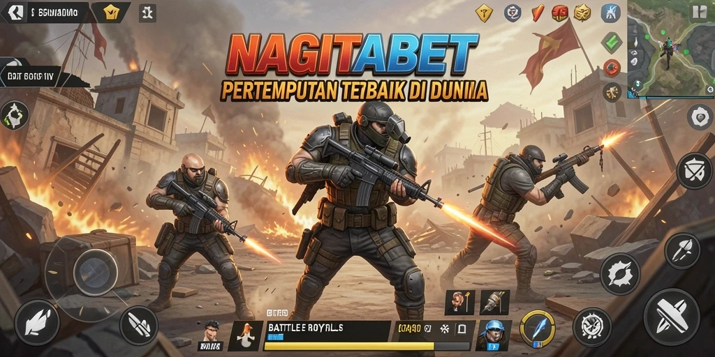 Screenshot NAGITABET menampilkan momen intens pertempuran Battle Royale.