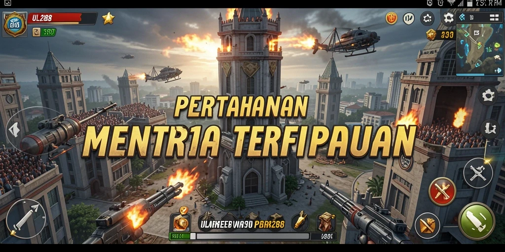 Tampilan aksi seru dalam gameplay ULAR288 Tower Defense.