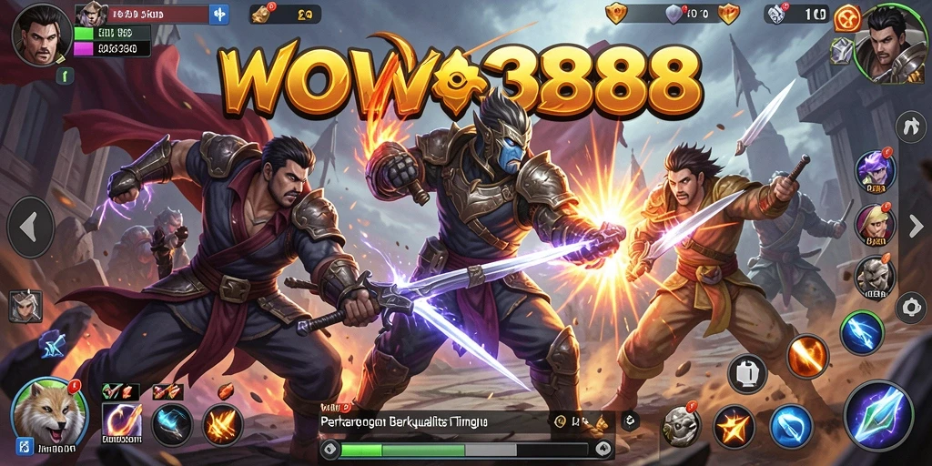 Tampilan seru gameplay WOW388 dengan pertarungan karakter unik.