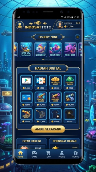 Screenshot menunjukkan tampilan aplikasi indosattoto yang user-friendly.